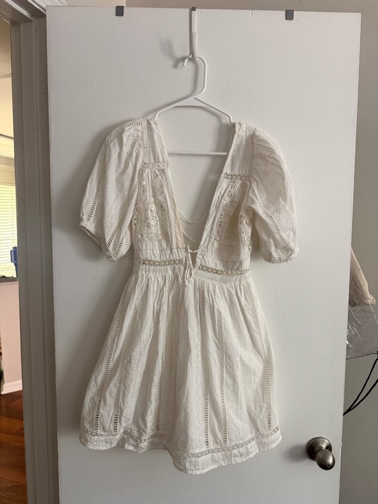 Urban Outfitters Dresses & Skirts - Urban Outfitters Cream Lace Mini Dress with Puff Sleeves